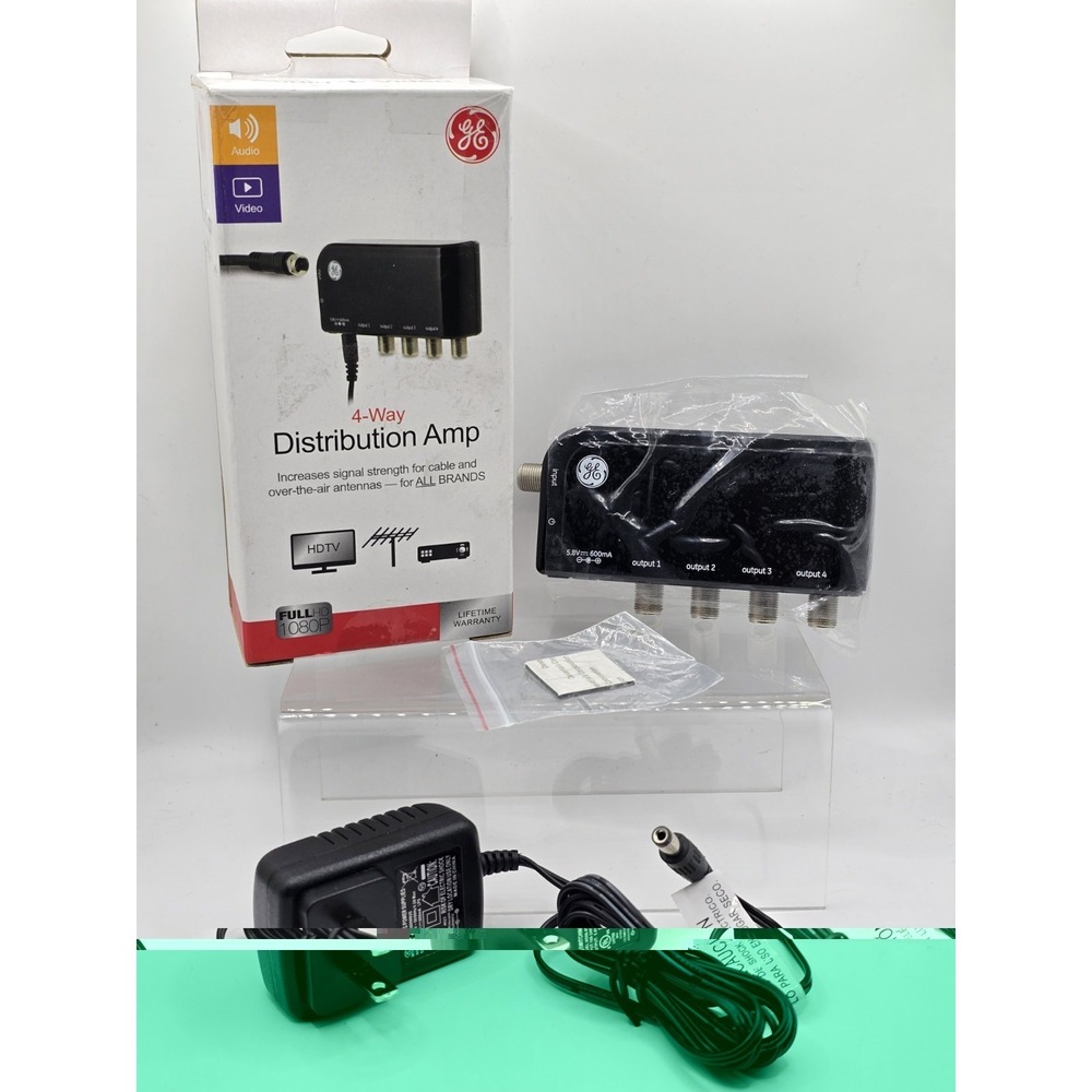 GE 34479 4-Way Distribution Amp for Cable and Antennas - Full HD 1080P